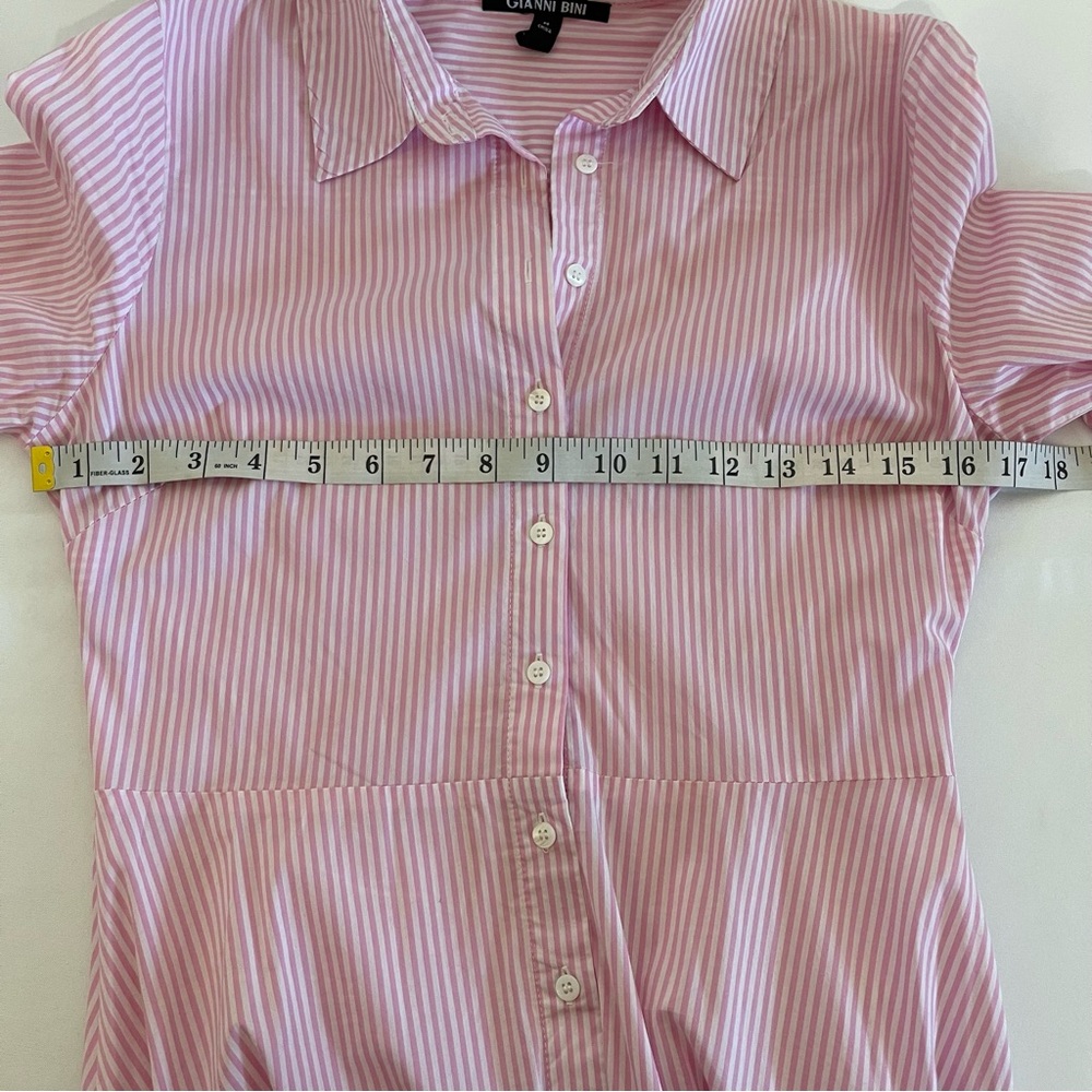 Gianni Bini Pink & White Striped Mini Shirt Dress - Picture 6 of 9